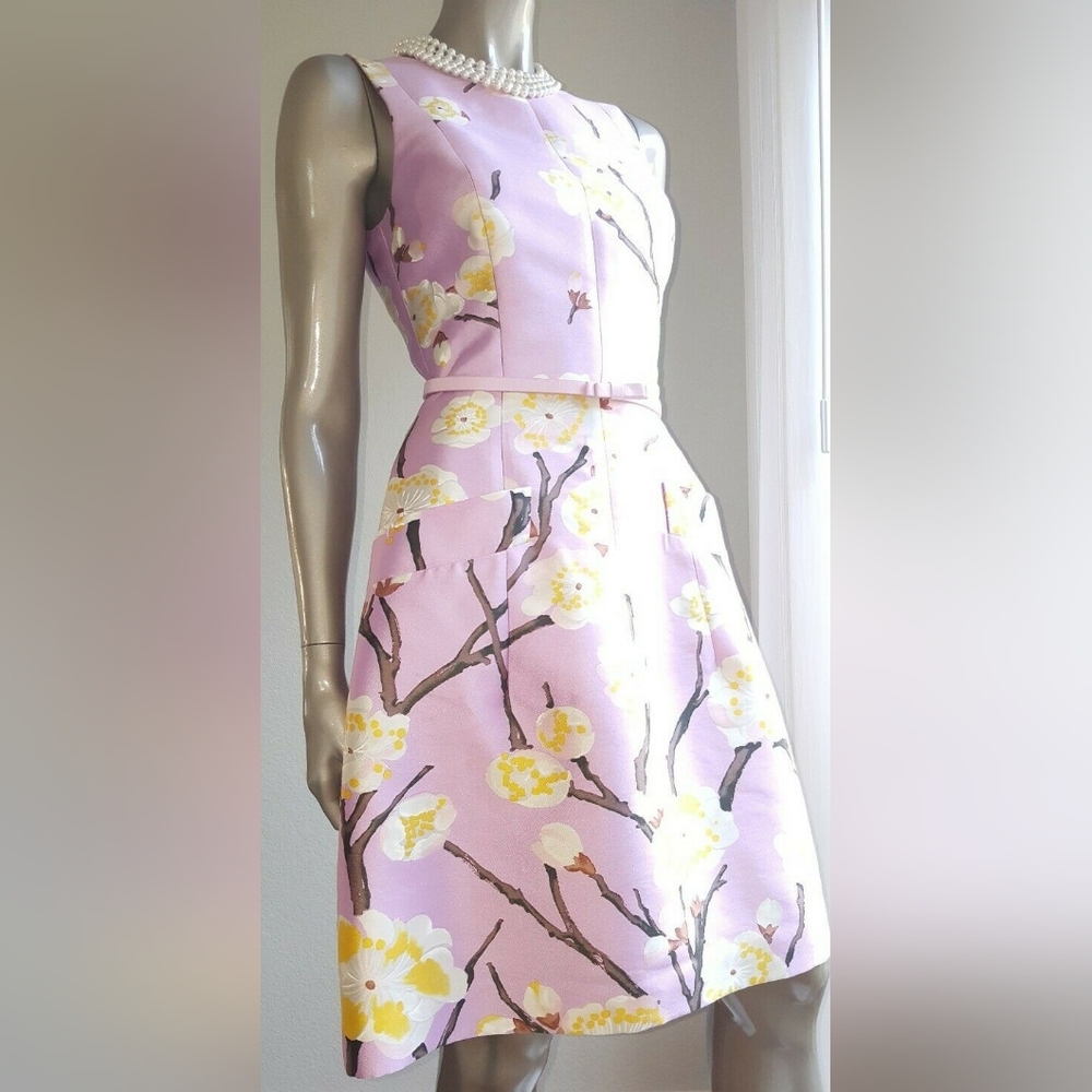 SOLD$2,590 OSCAR DE LA RENTA STUNNING CHERRY BLOSSOM SILK WOOL DRESS US 4 - Picture 11 of 16